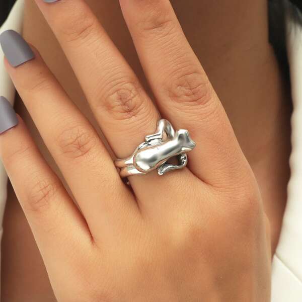 

Creative Cuff Ring, Antique silver