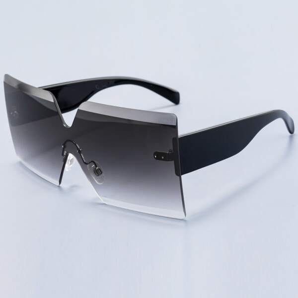 

Men Oversized Rimless Sunglasses, Black