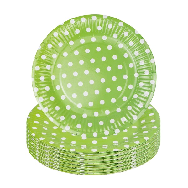 

10pcs Polka Dot Pattern Disposable Plate, Green