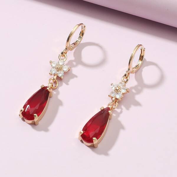

Crystal Flower Decor Drop Earrings, Multicolor
