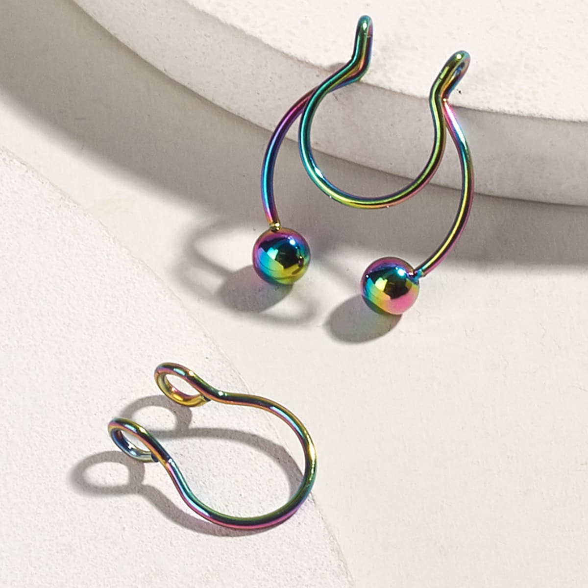 

2pcs Nose Ring, Multicolor