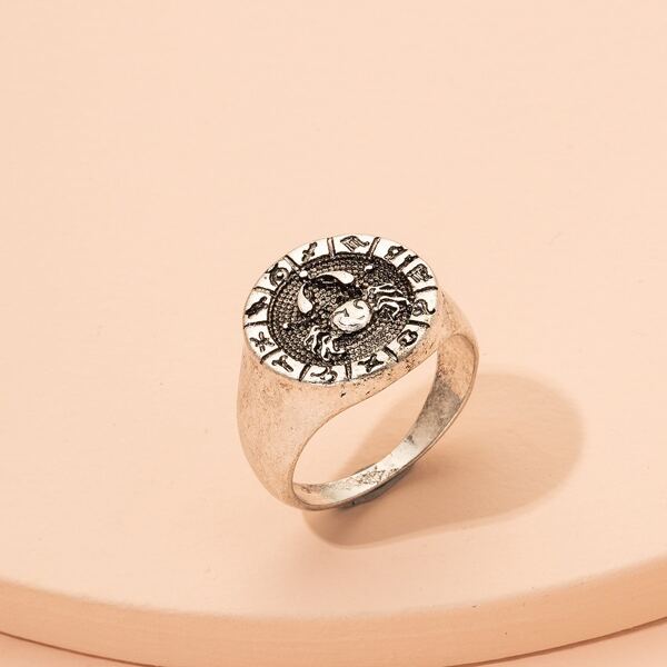 

Constellation Sign Decor Ring, Antique silver
