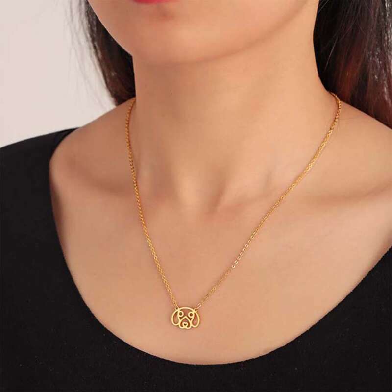 

1pc Cutout Dog Pendant Chain Necklace, Gold