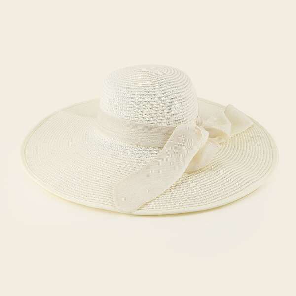 

Bow Tie Floppy Sun Hat, White