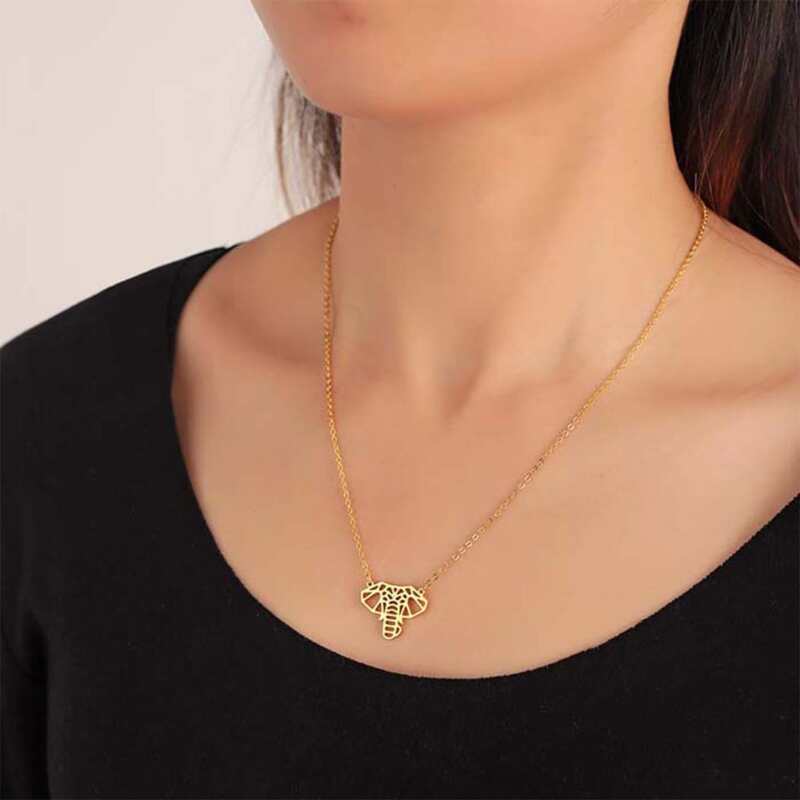 

1pc Elephant Pendant Chain Necklace, Gold