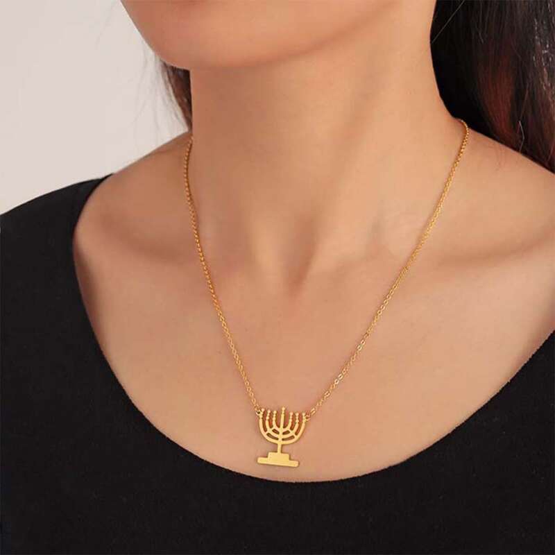 

1pc Candlestick Pendant Chain Necklace, Gold