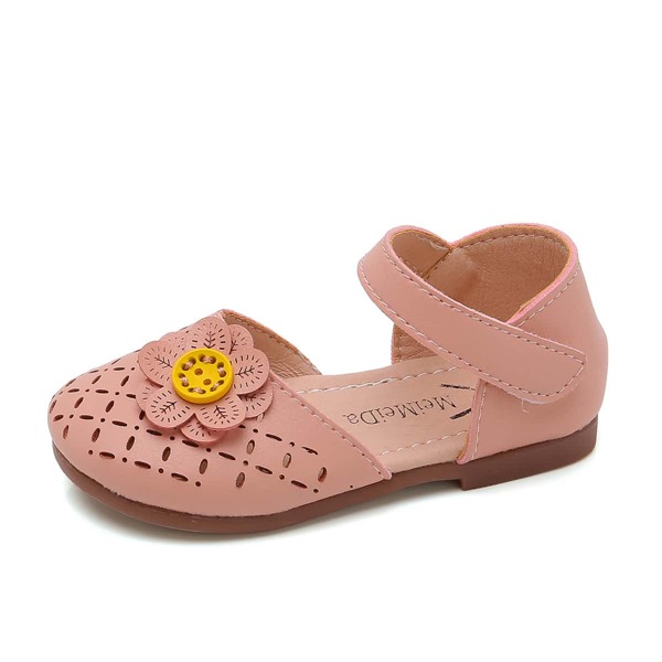 

Toddler Girls Floral Applique Velcro Strap Flats, Dusty pink