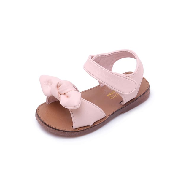 

Toddler Girls Bow Decor Velcro Strap Sandals, Baby pink