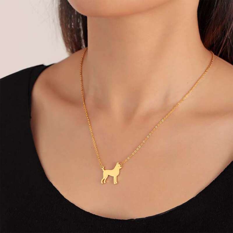 

1pc Dog Pendant Chain Necklace, Gold