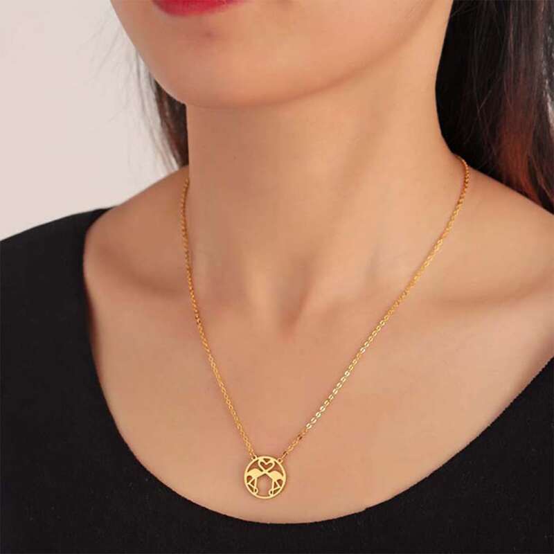 

1pc Flamingo Pendant Chain Necklace, Gold