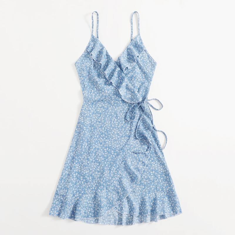 

Ditsy Floral Ruffle Cami Dress, Blue