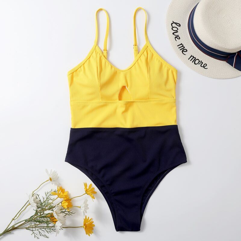 

Colorblock Cami One Piece Swimsuit, Yellow