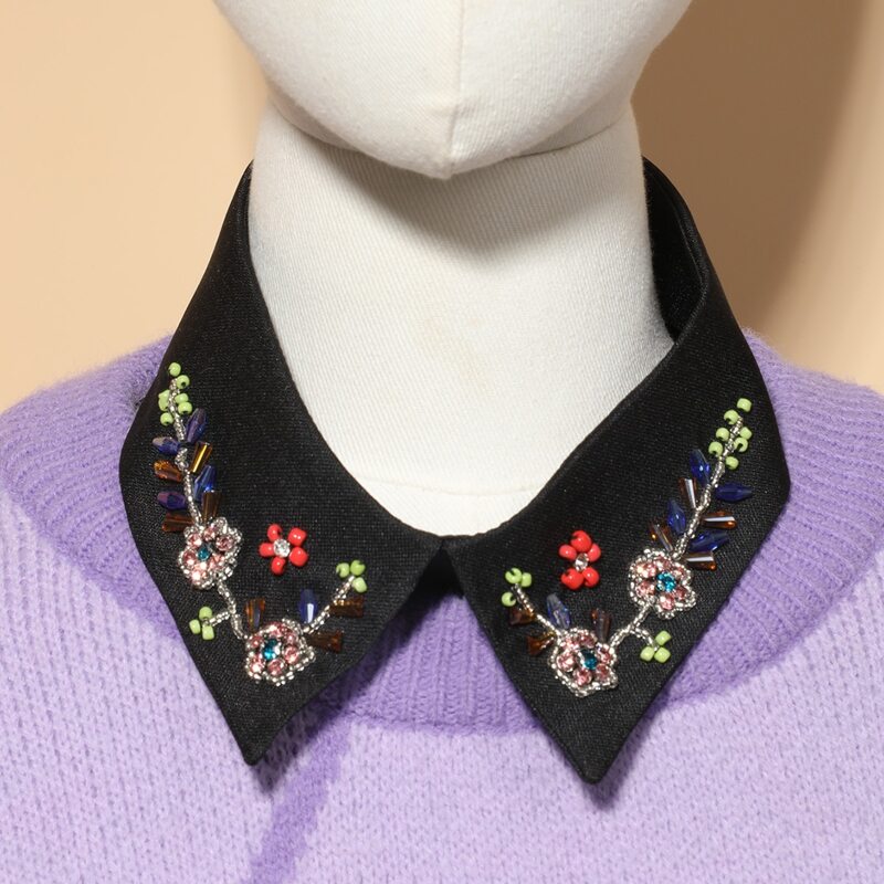 

Bead Decor Fake Collar, Black