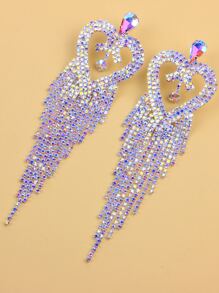 Rhinestone Heart Design Drop Earrings Valentines - Multicolor - View 2