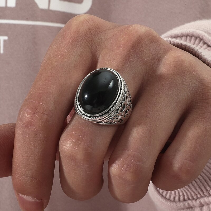 

Guys Geometric Decor Ring, Black