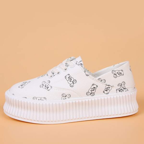 

Cartoon Graphic Canvas Shoes, White