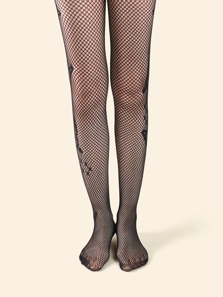 Butterfly Print Fishnet Tights