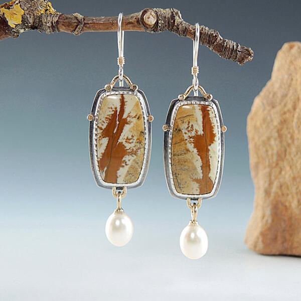 

Faux Pearl Decor Geometric Drop Earrings, Silver