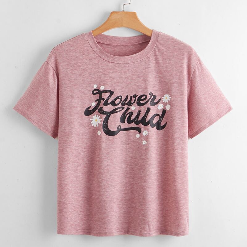 

Letter Flower Graphic Tee, Dusty pink