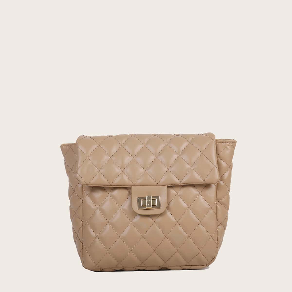 

Quilted Square Backpack, Khaki