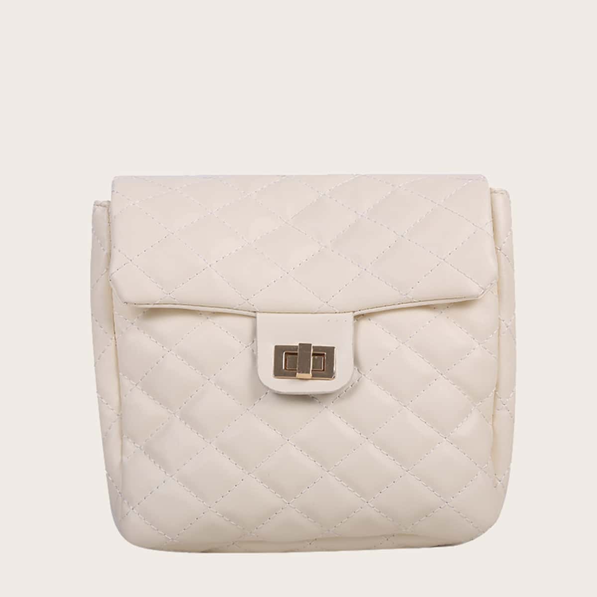

Quilted Square Backpack, Beige
