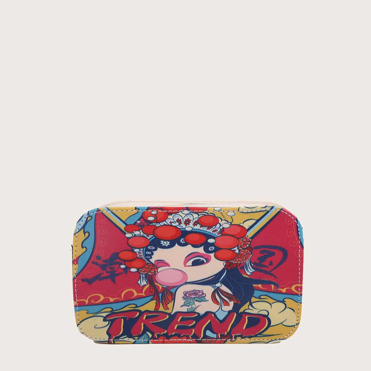 

Cartoon Peking Opera Character Crossbody Bag, Multicolor