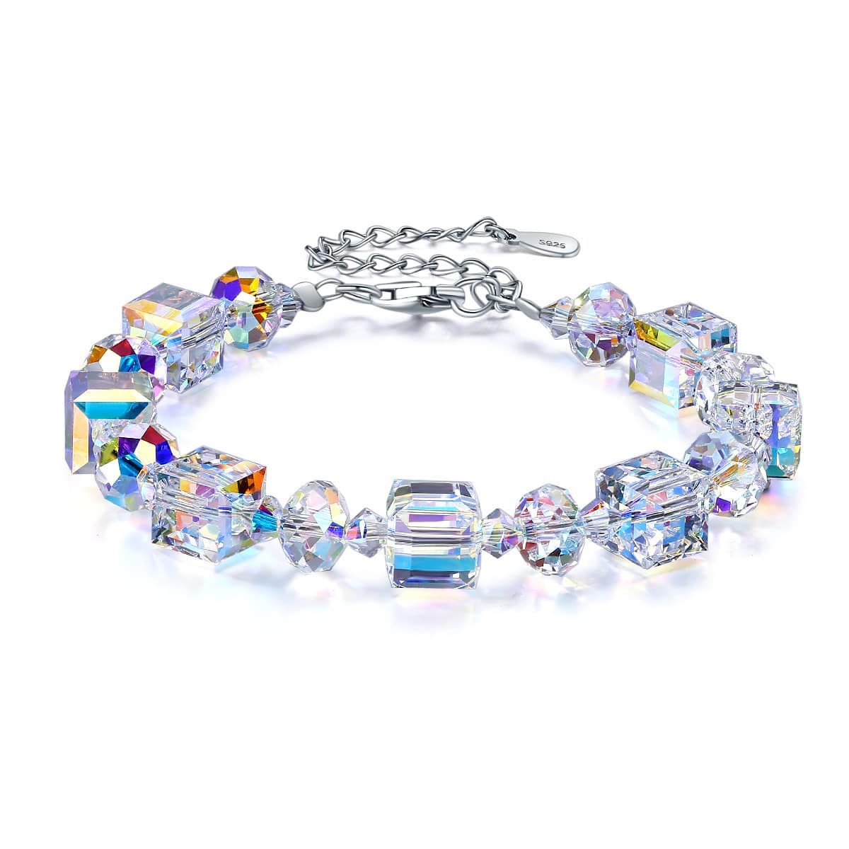 

1pc Geometric Crystal Beaded Bracelet, Multicolor