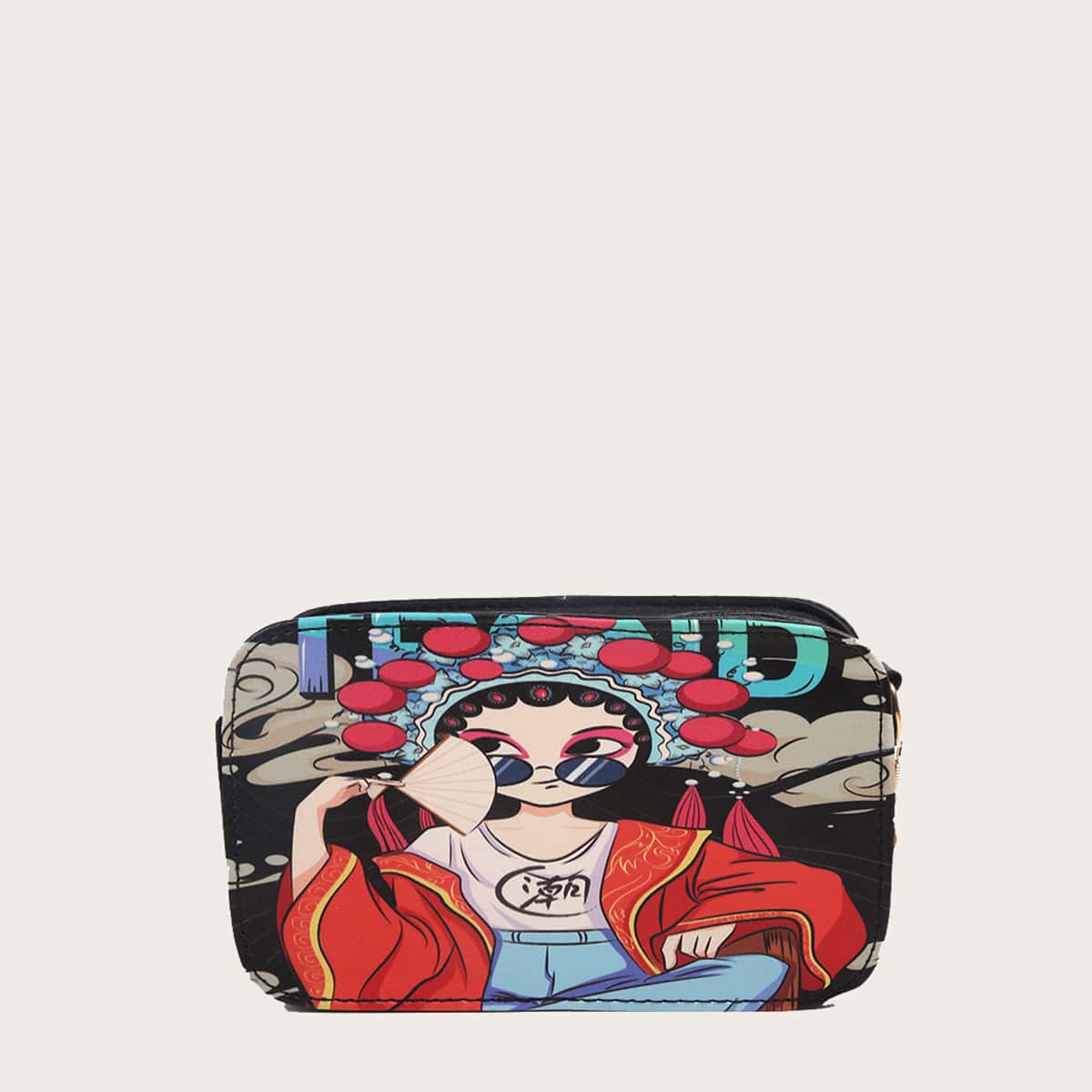 

Cartoon Peking Opera Character Crossbody Bag, Multicolor