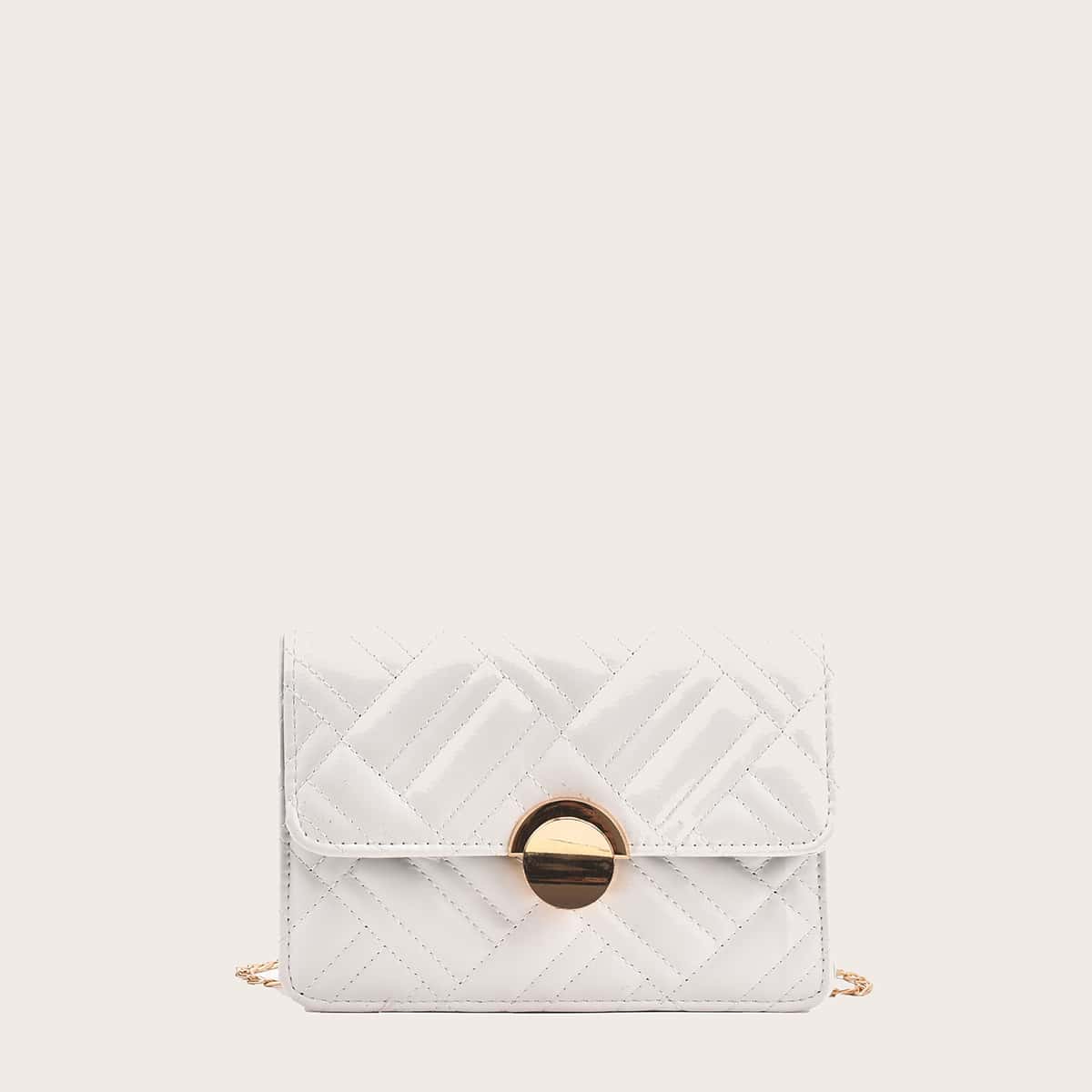 

Quilted Chain Crossbody Bag, White