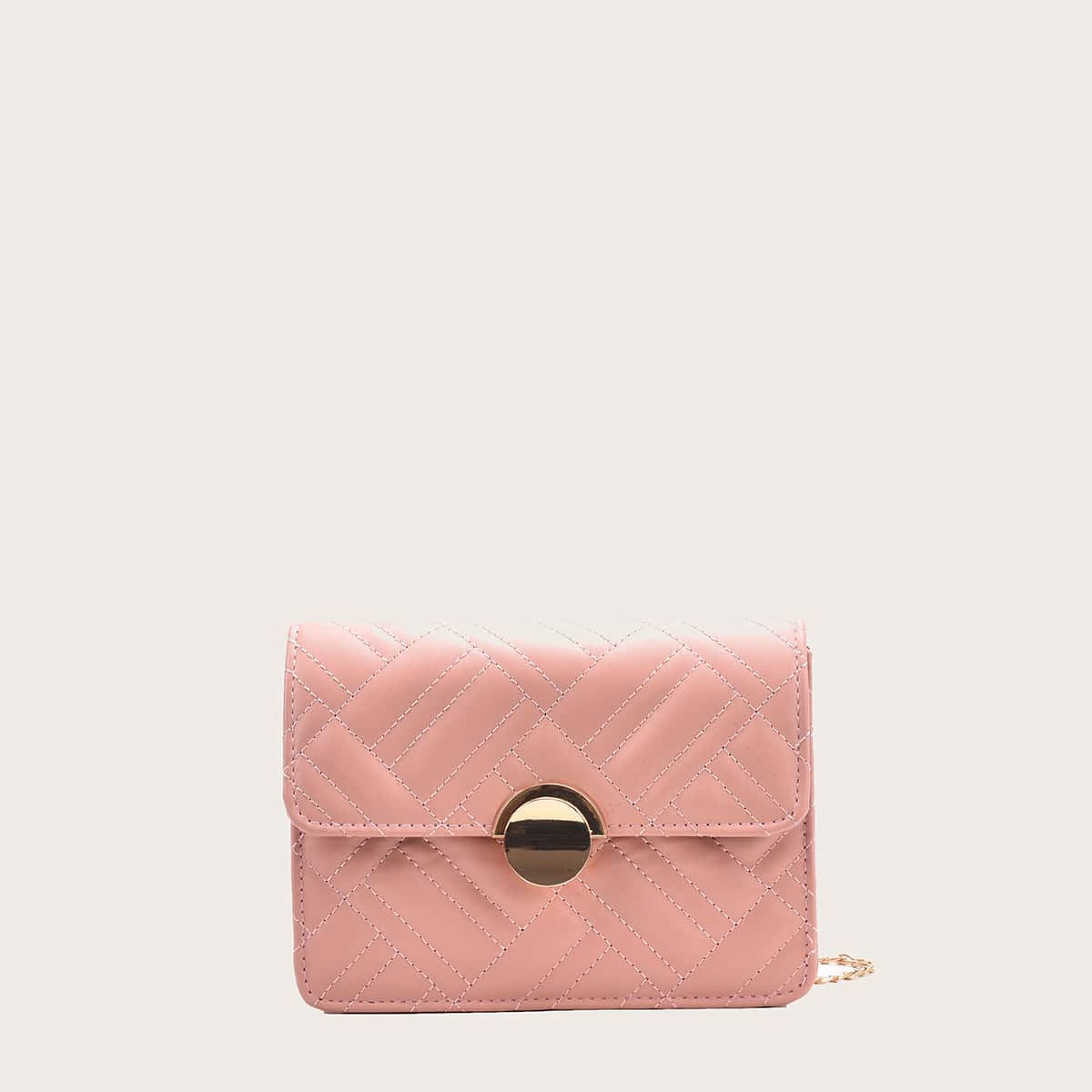 

Quilted Chain Crossbody Bag, Baby pink