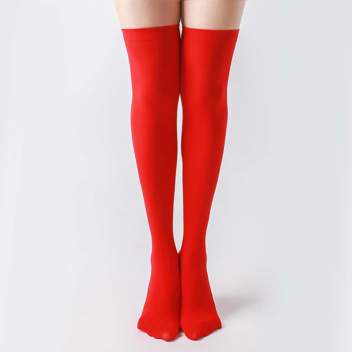 

Solid Over The Knee Socks, Red