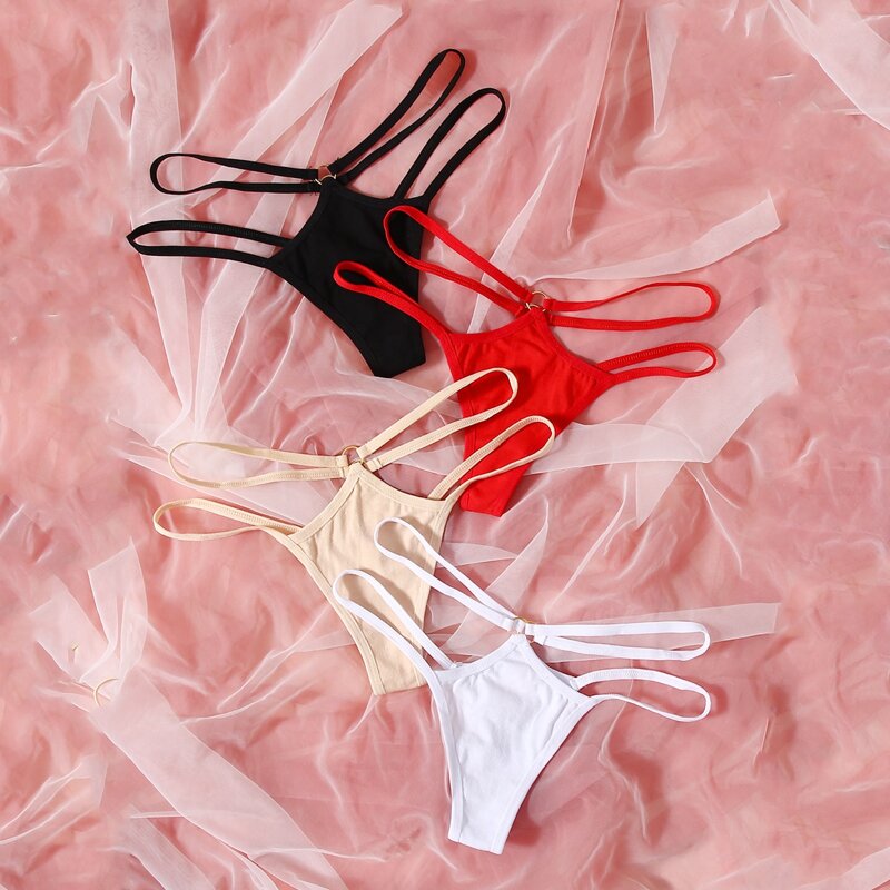 

4pack Cut-out Thong Set, Multicolor