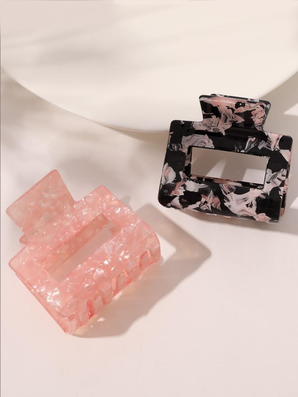 2pcs Acetate Marble Texture Mini Elegant Hair Claw Clips, For Tea Parties & Dances, Spring/Summer Hair Jaw Clip Hair Clamps Hair Clutch Hair Catcher Clip Fall Winter Hair Clip Hair Accessories For Women Bows For Vacation Outfits Woman Vacay Hair Clips