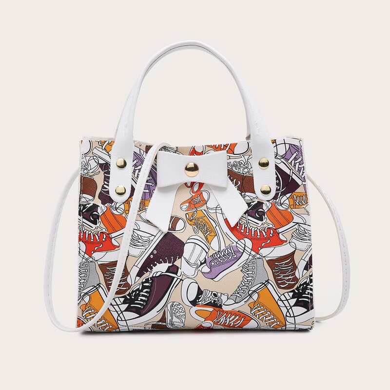 

Sneakers Pattern Satchel Bag, Multicolor