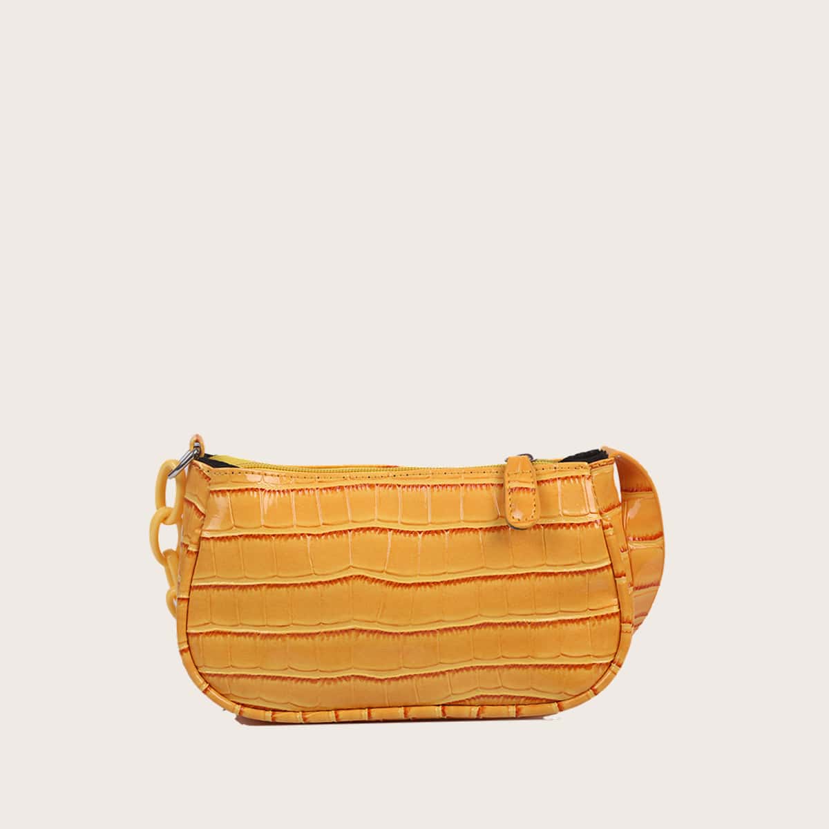 

Croc Embossed Baguette Bag, Yellow