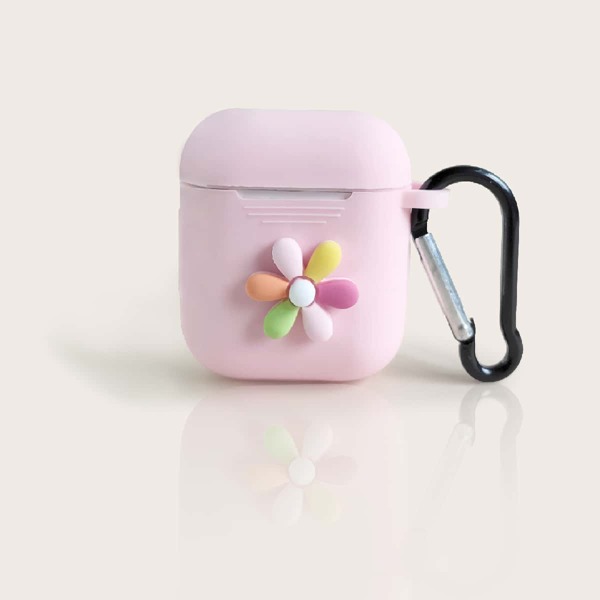 

Colorful Flower Decor Silicone Case For Airpods, Pink