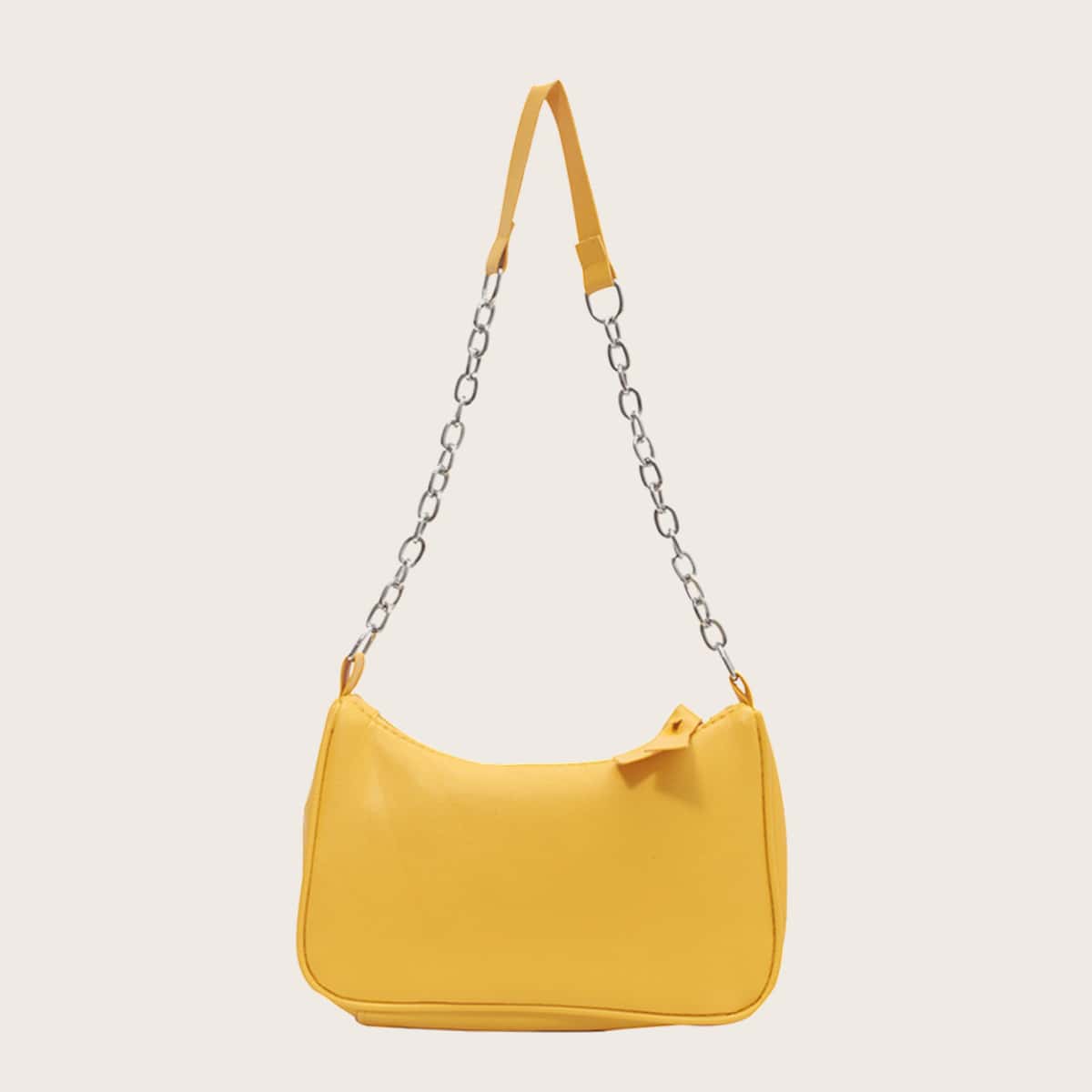

Solid Chain Baguette Bag, Yellow