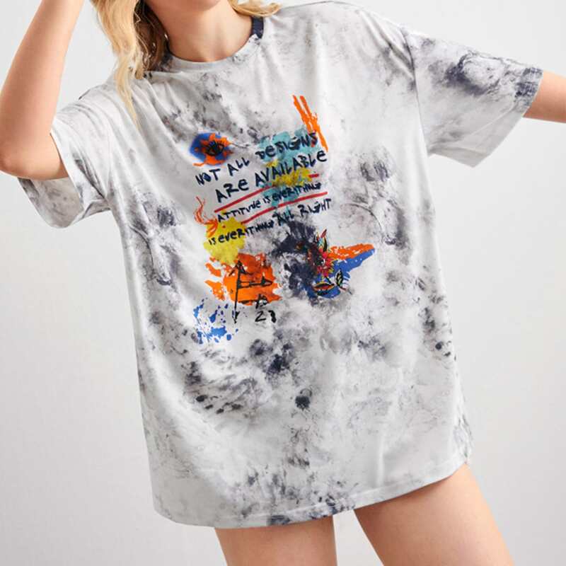 

Letter Tie Dye Oversized Tee, Multicolor