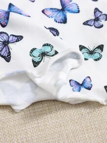 SHEIN EZwear 夏季生菜边蝴蝶印花吊带背心 - 彩色 - 查看 3