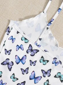 SHEIN EZwear 夏季生菜边蝴蝶印花吊带背心 - 彩色 - 查看 4