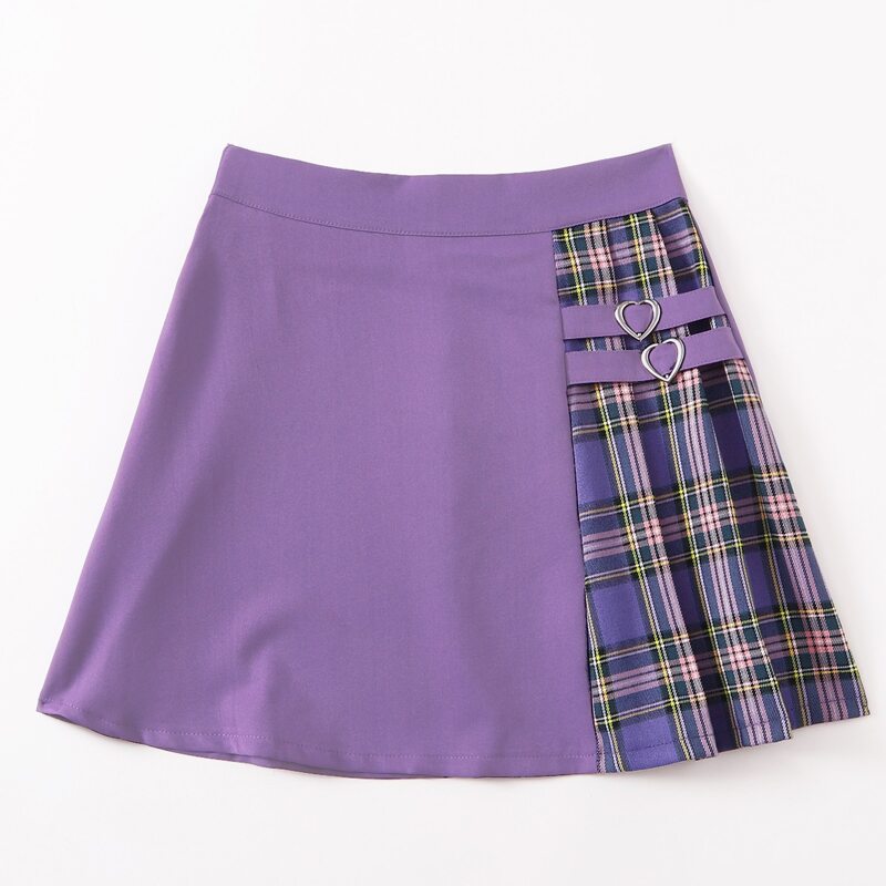 

Contrast Plaid Pleated Skirt, Multicolor