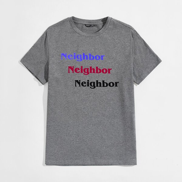 

Men Letter Graphic Tee, Dark grey