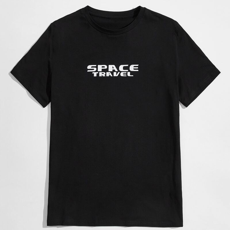 

Guys Cartoon & Letter Graphic Tee, Black