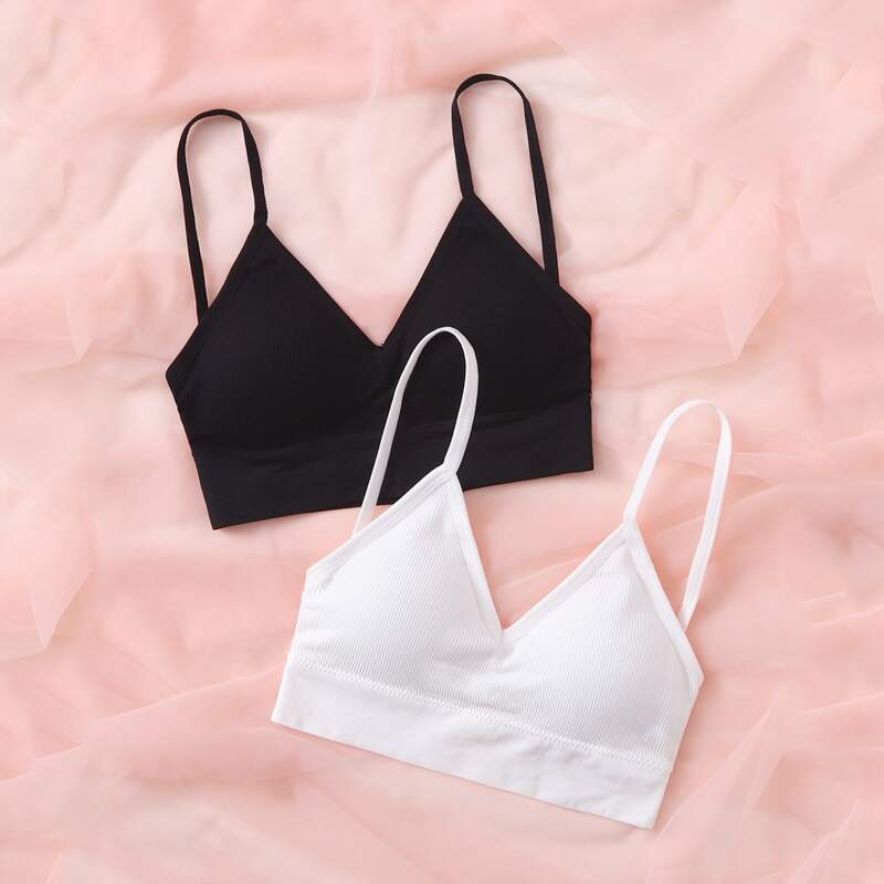 

2pack Solid Longline Bralette, Multicolor