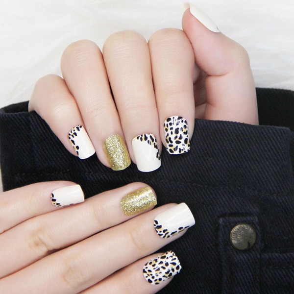 

24pcs Leopard Fake Nail & 1sheet Tape & 1pc Nail File, Multicolor