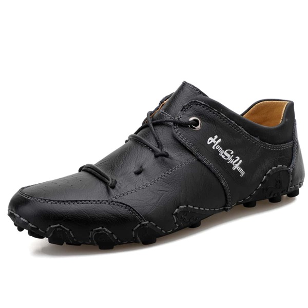 

Men Lace-up Front Letter Graphic Dress Shoes, Black