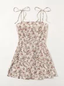 Soleia Boho Vrolijke Bloemetjes Jurk Geknoopt