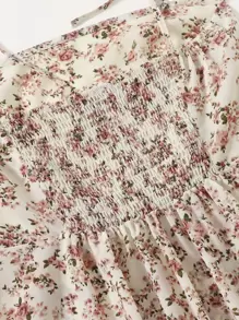 Soleia Boho Vrolijke Bloemetjes Jurk Geknoopt