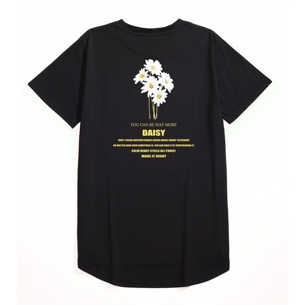 

Men Slogan & Floral Print Tee, Black