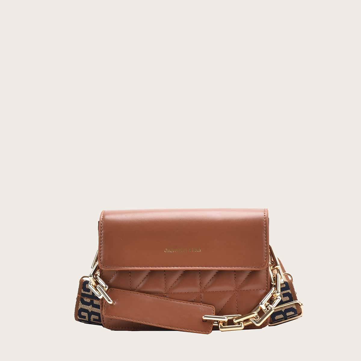 

Quilted Flap Crossbody Bag, Brown